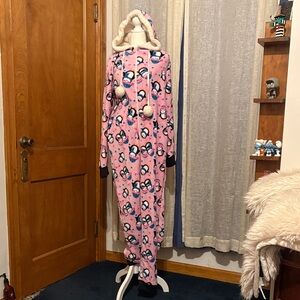 Just Love Pink Penguin Hooded Onesie Pajamas